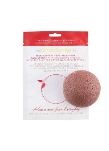 Éponge Faciale Naturelle Konjac d’Argile Rouge. The Konjac Sponge Company.