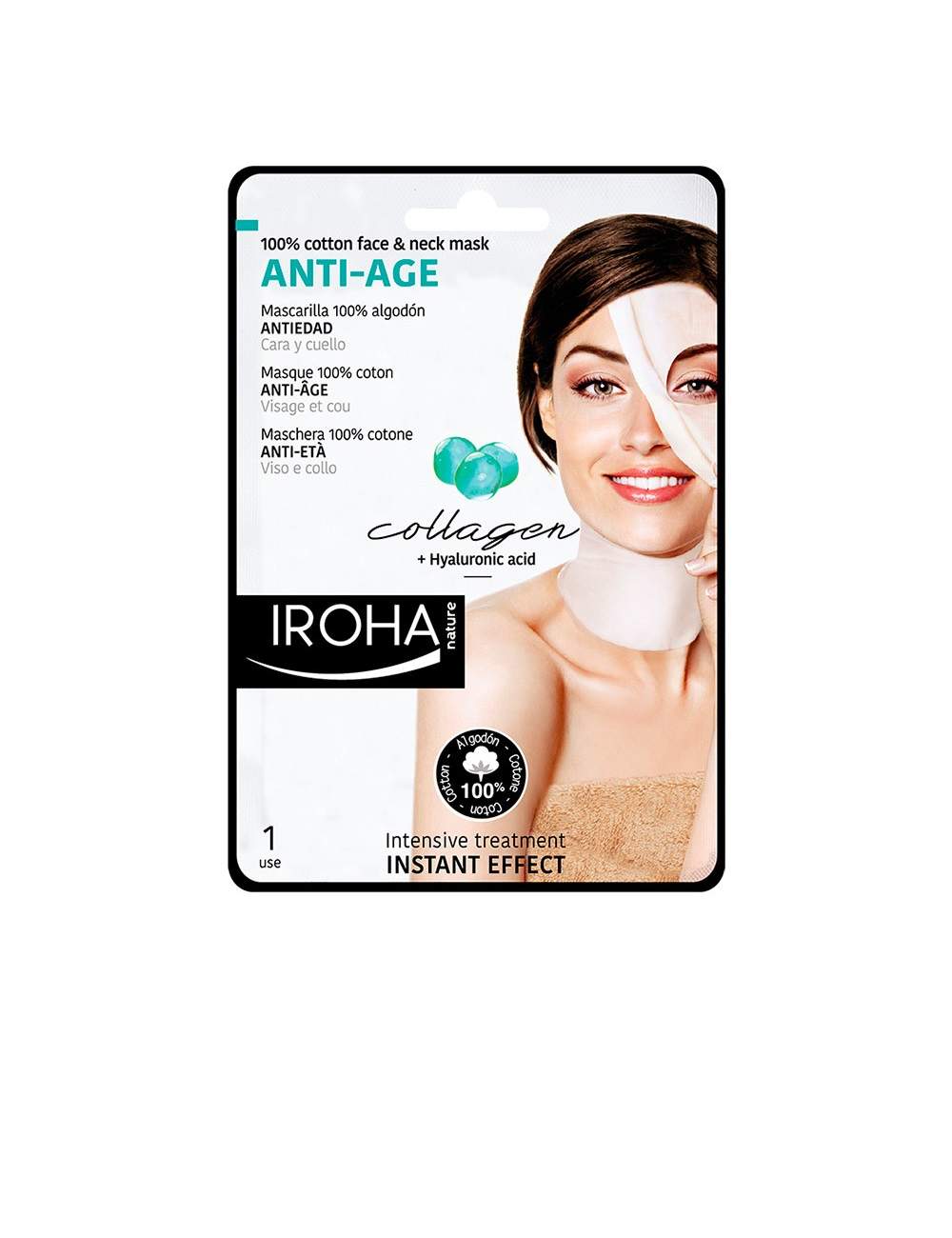 Masque Facial Naturel Anti-Âge avec du Collagène. Tissu de Coton. Iroha Nature. Masque Facial Naturel Anti-Âge avec du Collagène. Tissu de Coton. Iroha Nature.