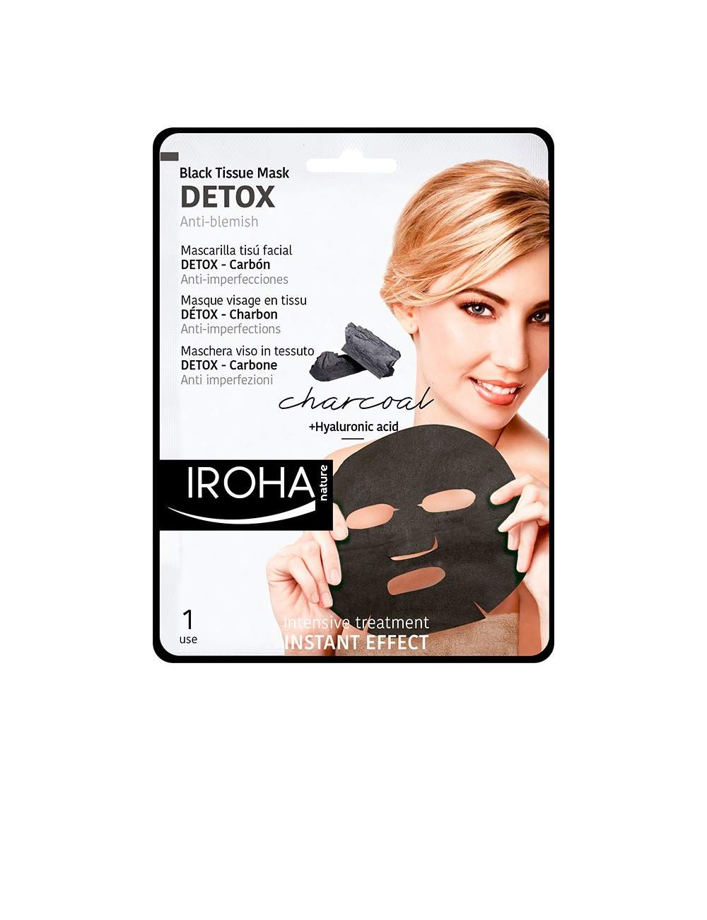 Masque Facial Naturel au Charbon de Tissu. Detox. Iroha Nature. Masque Facial Naturel au Charbon de Tissu. Detox. Iroha Nature.